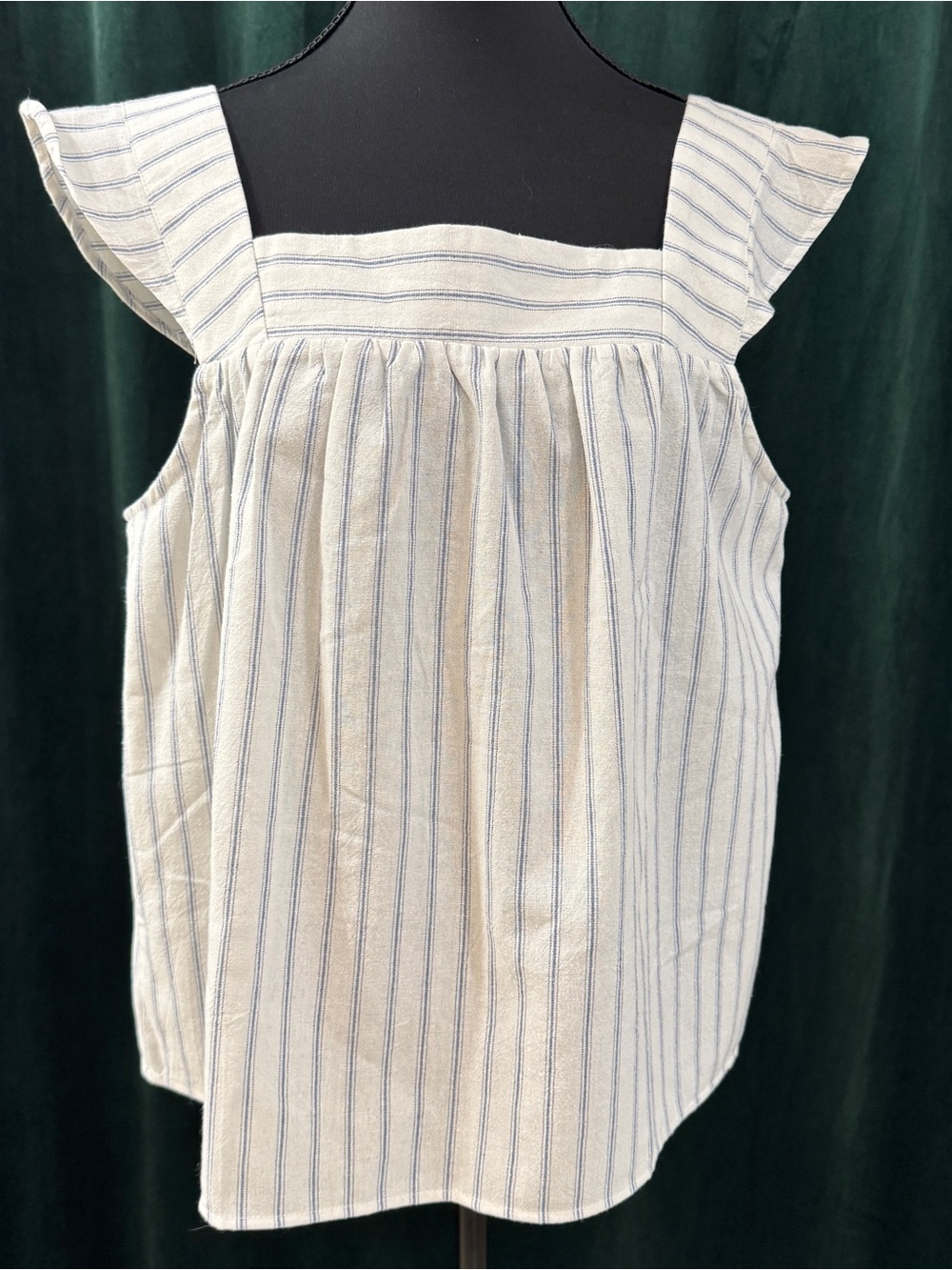 Listicle NWT Blue Stripe Cotton Flutter Sleeve Top Medium